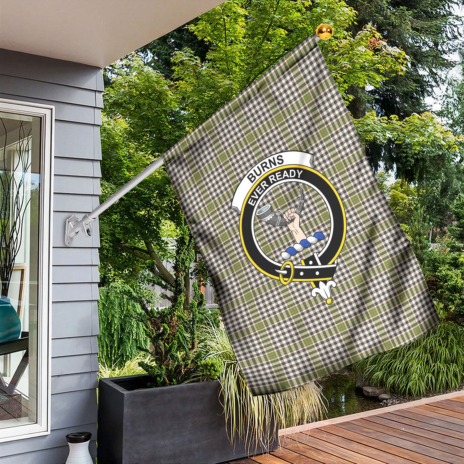 Burns Check Tartan Crest Garden Flag
