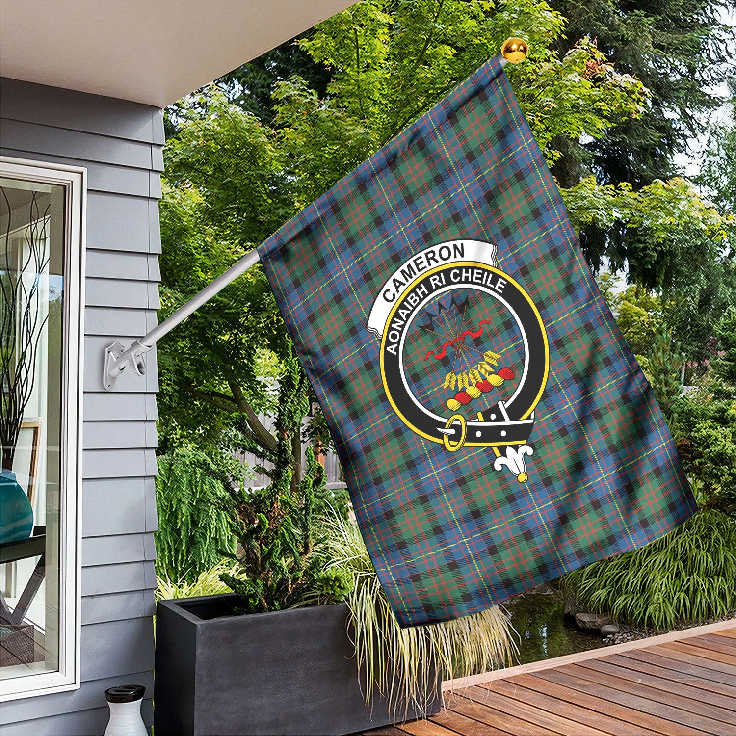 Cameron of Erracht Ancient Tartan Crest Garden Flag
