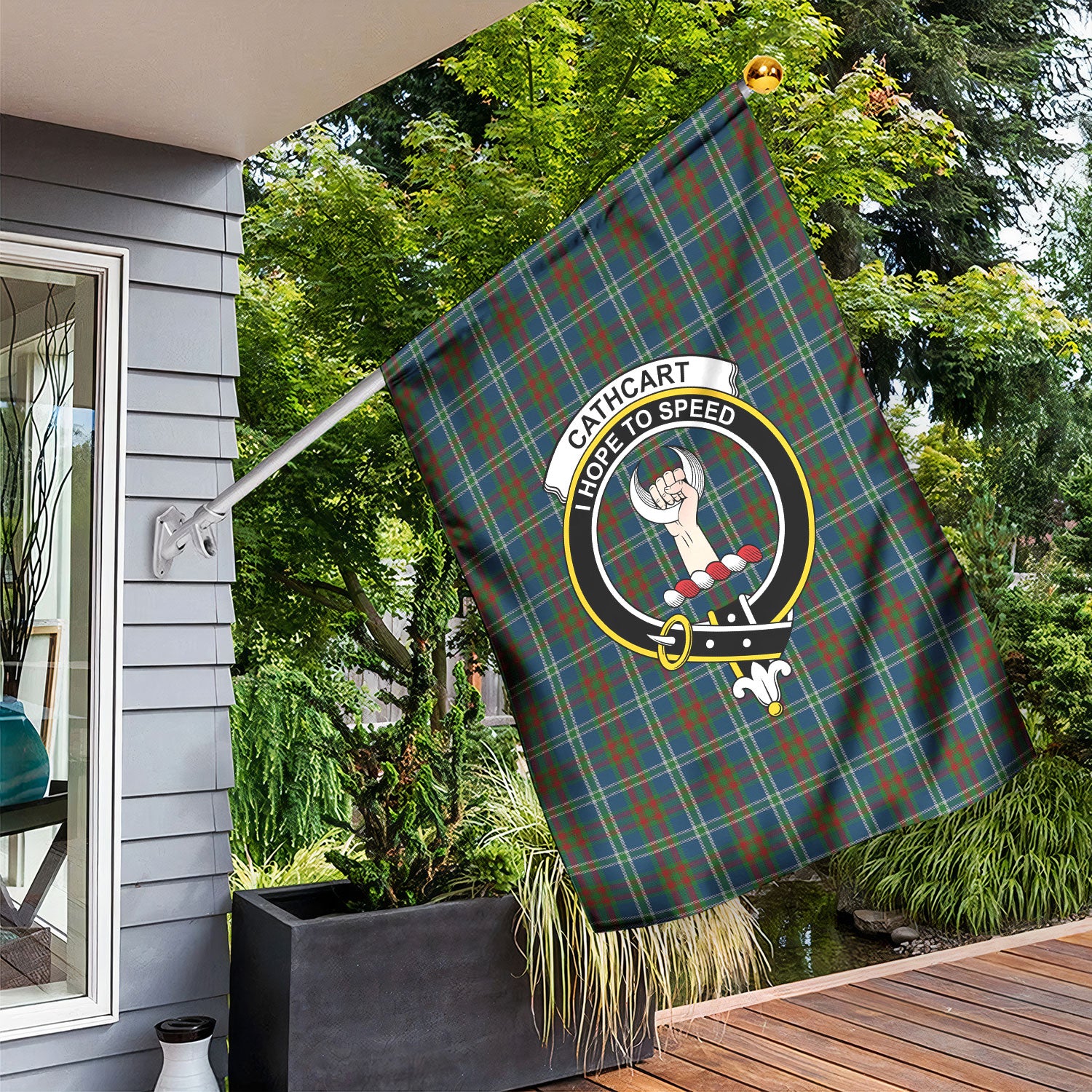 Cathcart Tartan Crest Garden Flag