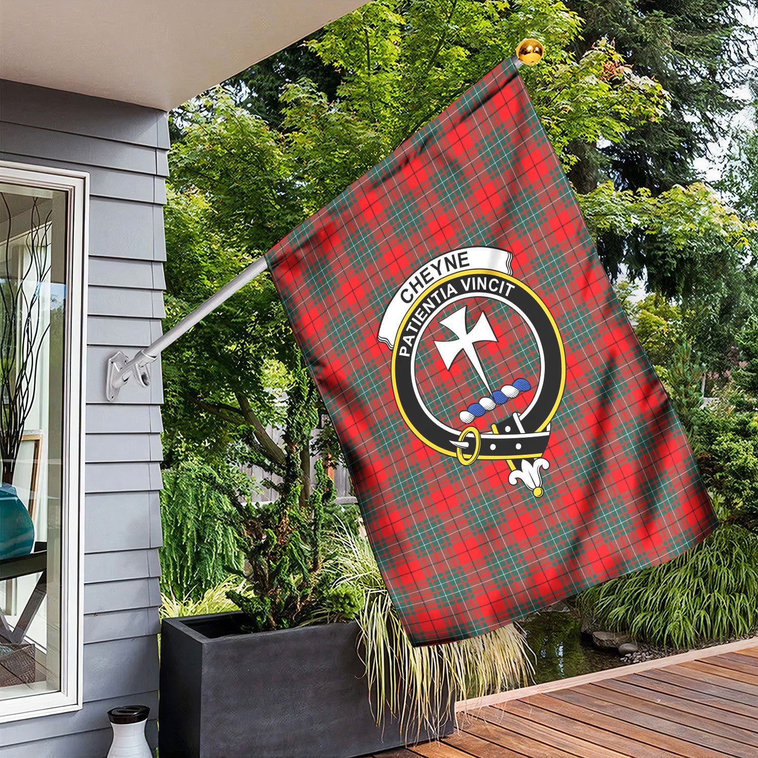 Cheyne Tartan Crest Garden Flag