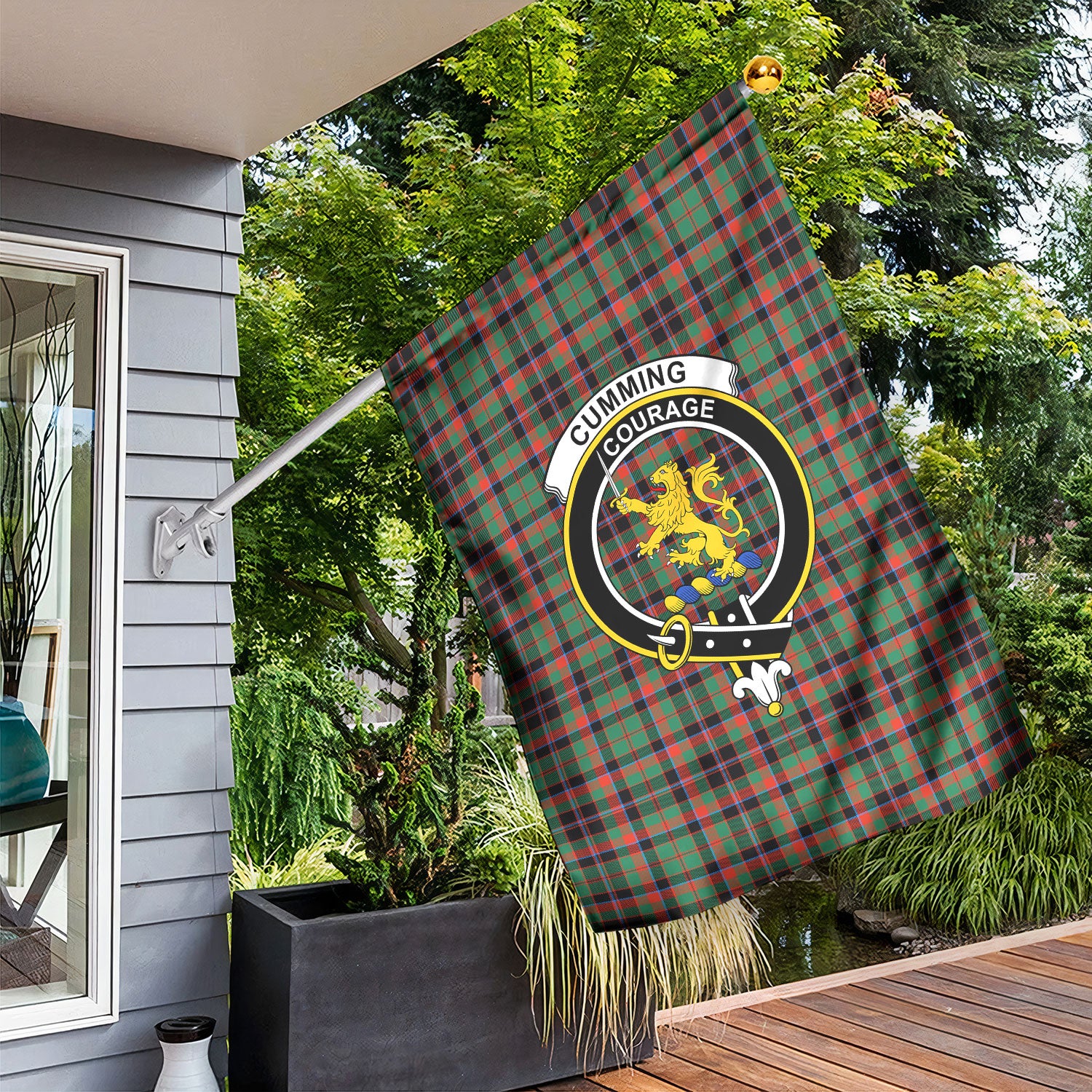 Cumming Hunting Ancient Tartan Crest Garden Flag
