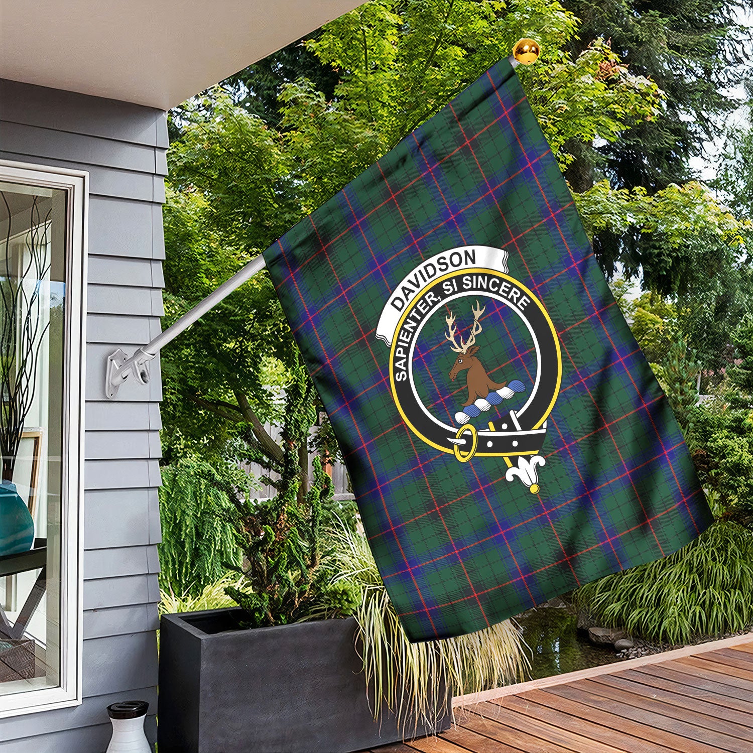 Davidson Modern Tartan Crest Garden Flag