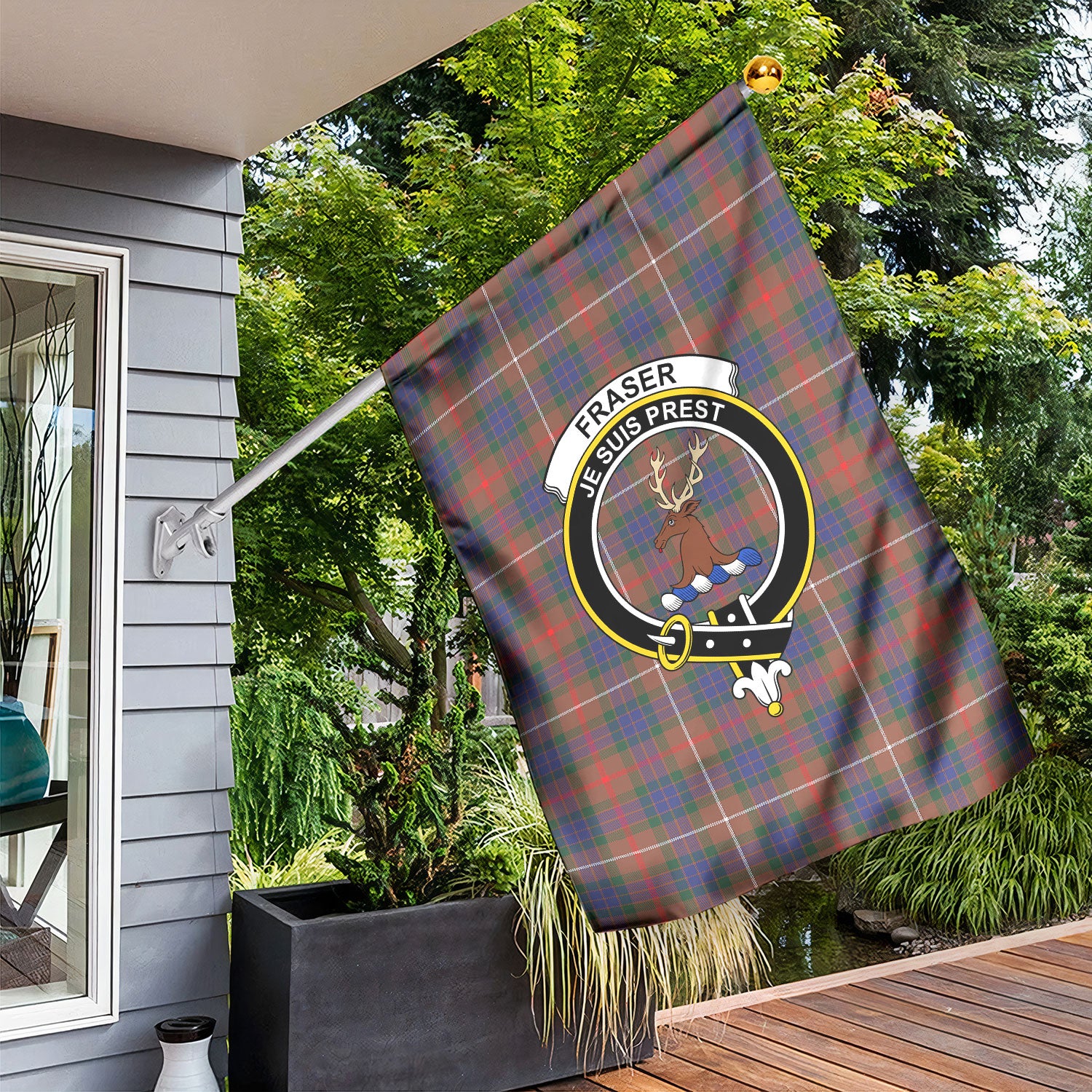 Fraser (of Lovat) Hunting Modern Tartan Crest Garden Flag