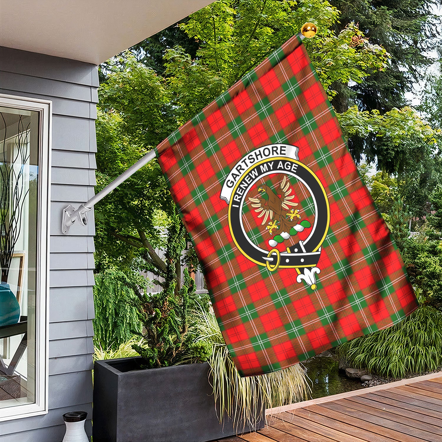 Gartshore Tartan Crest Garden Flag