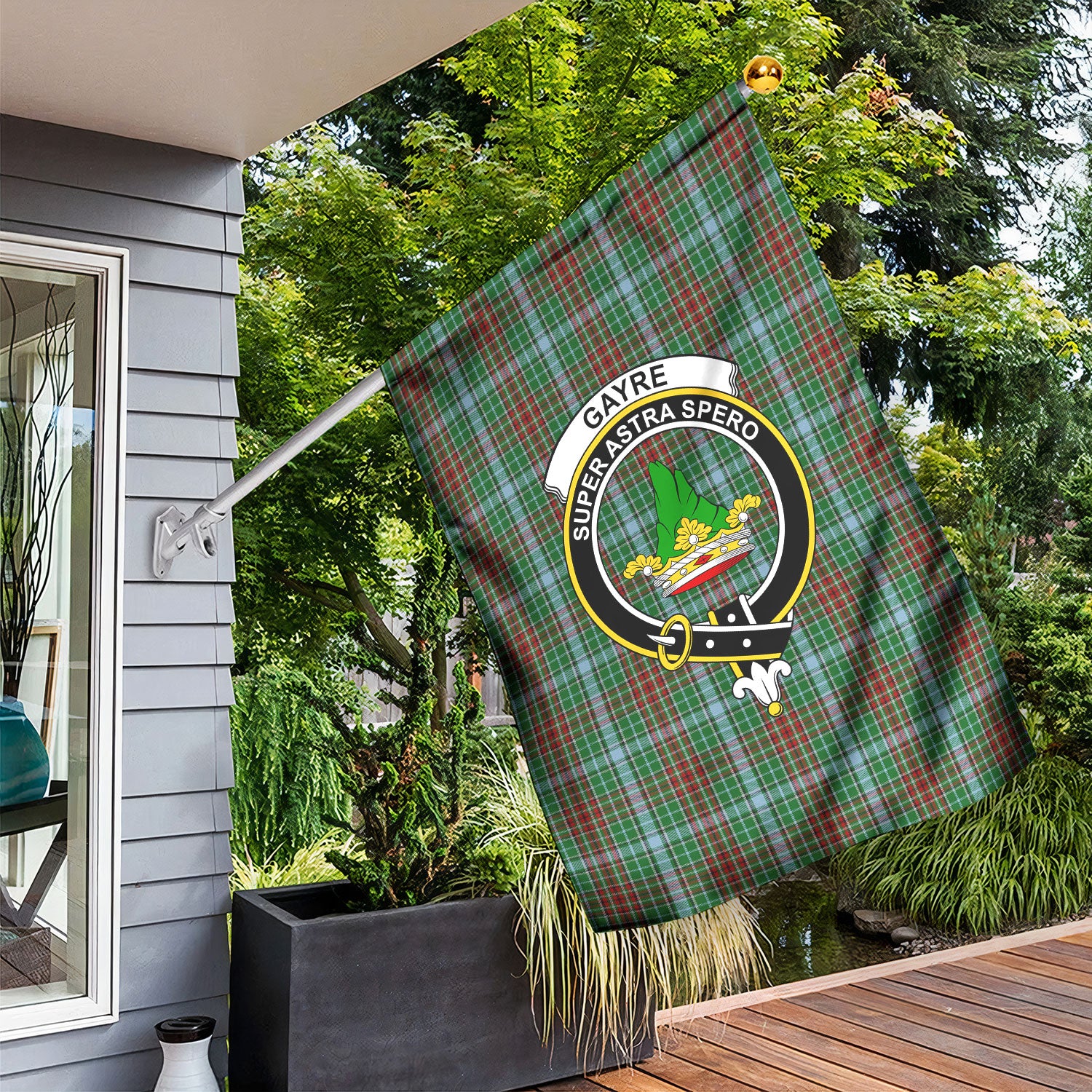 Gayre Tartan Crest Garden Flag