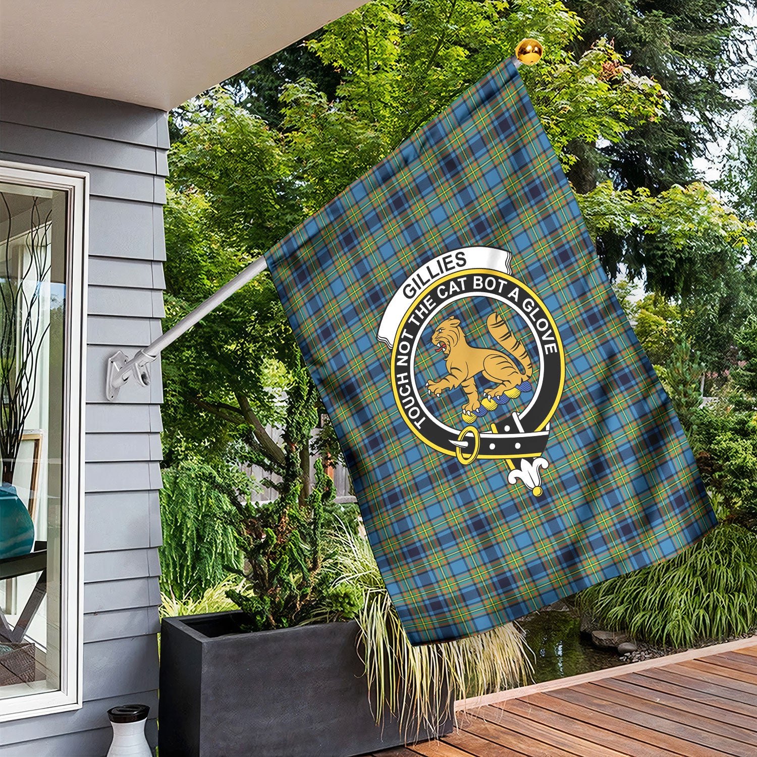 Gillies Ancient Tartan Crest Garden Flag