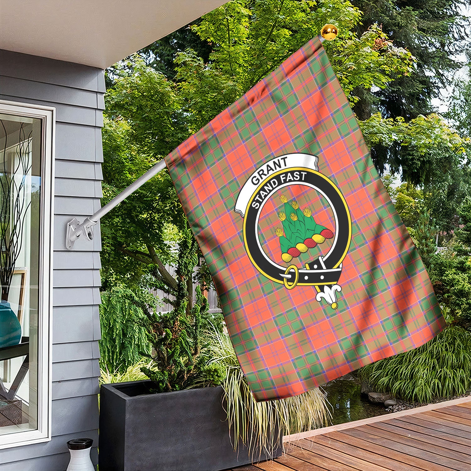Grant Ancient Tartan Crest Garden Flag