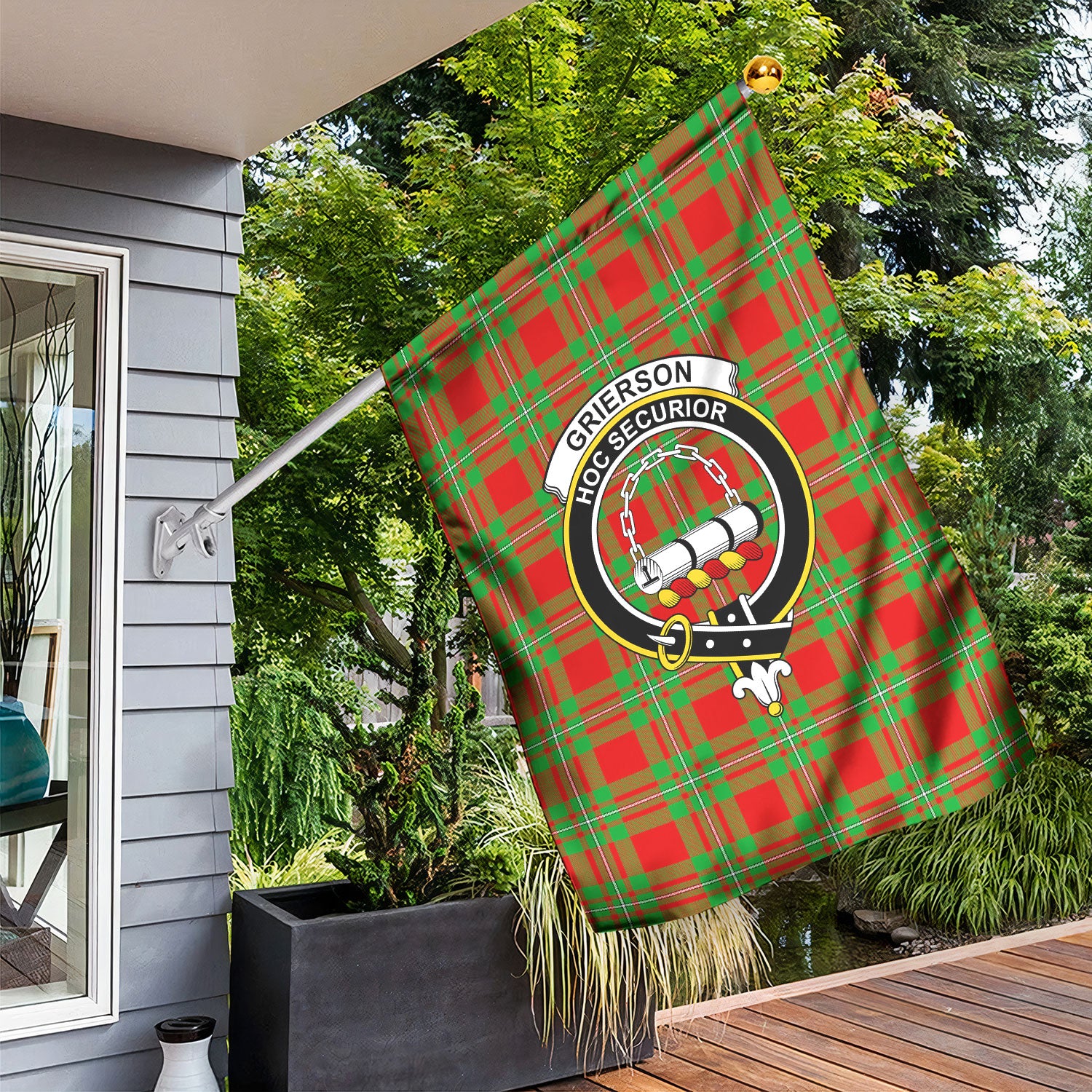 Grierson Tartan Crest Garden Flag