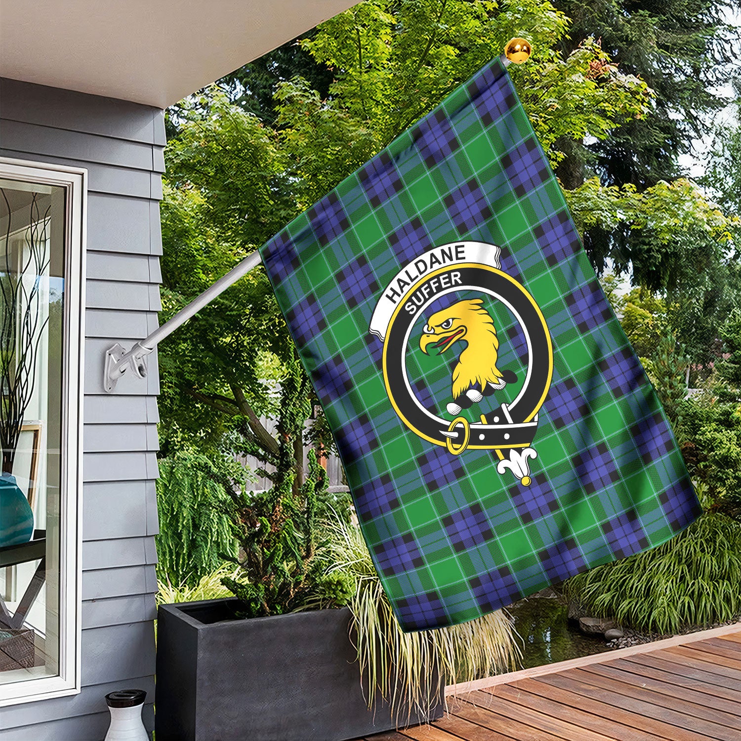 Haldane Tartan Crest Garden Flag