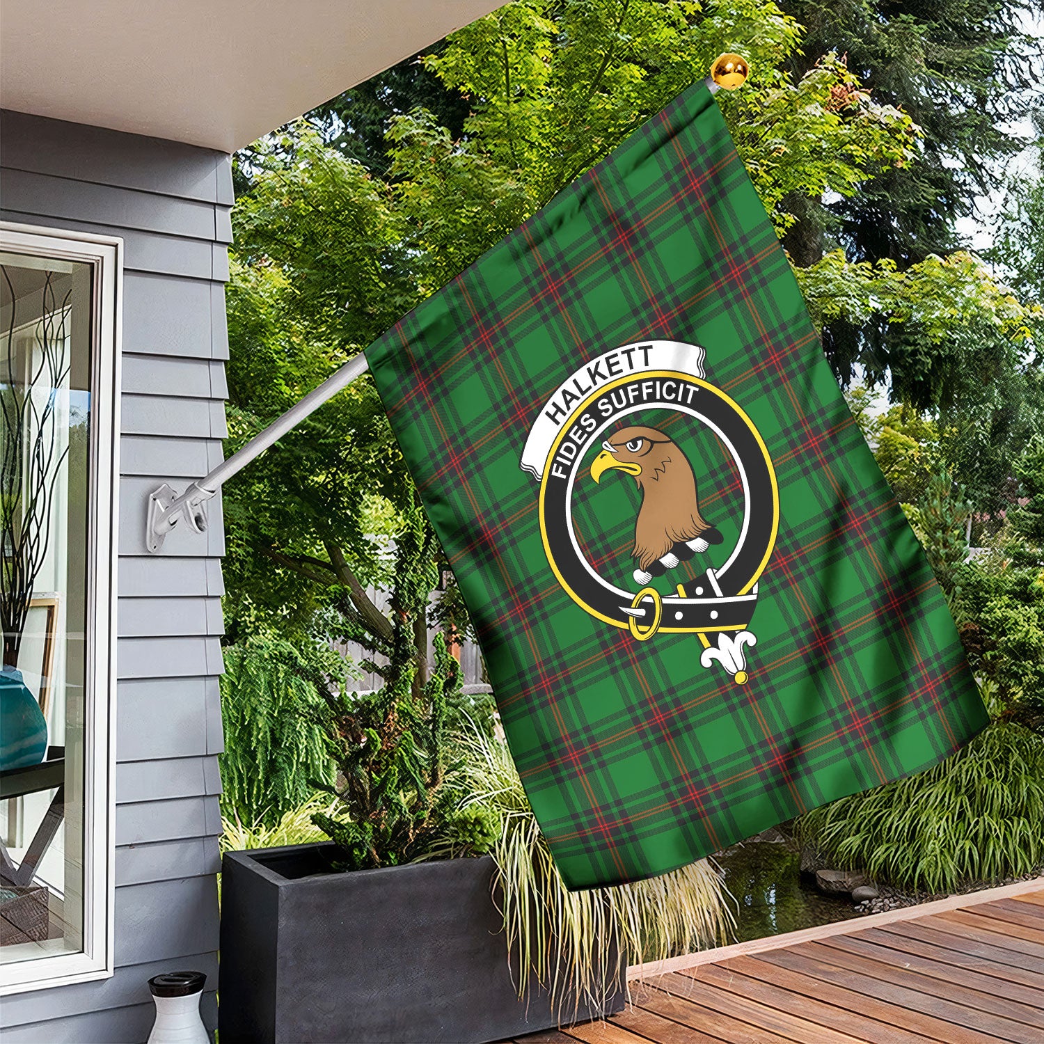Halkett Tartan Crest Garden Flag