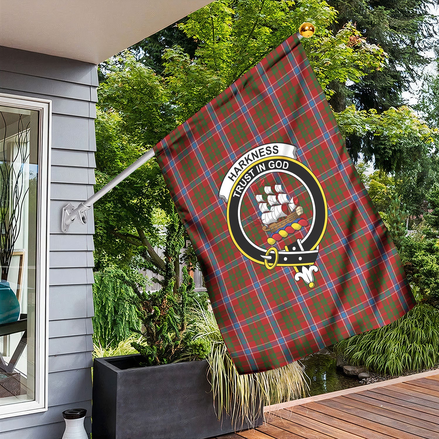 Harkness Dress Tartan Crest Garden Flag