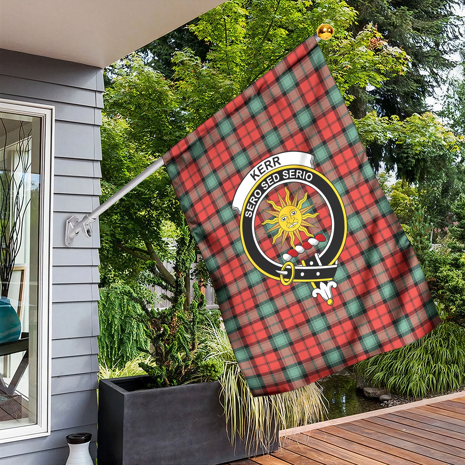 Kerr Ancient Tartan Crest Garden Flag