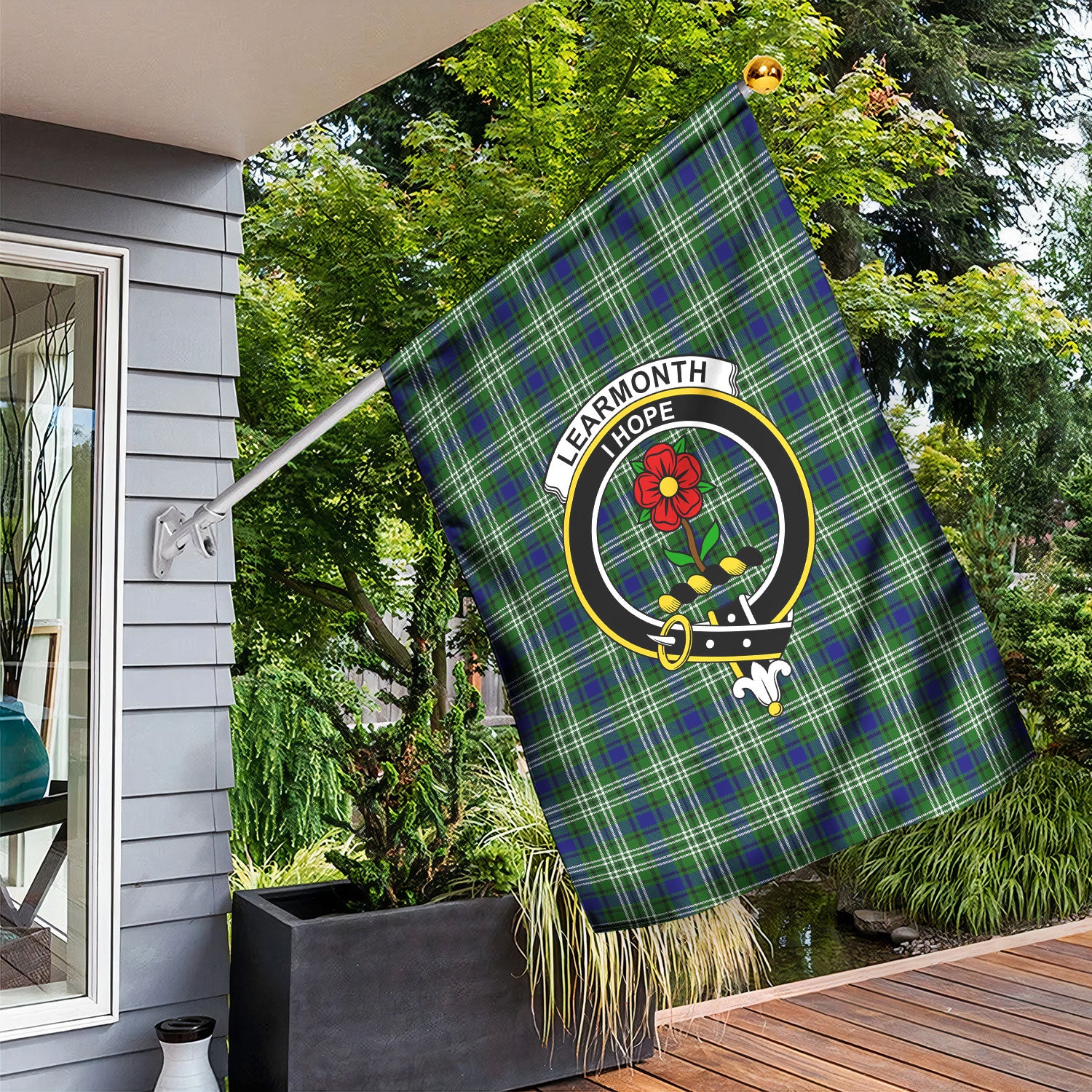 Learmonth Tartan Crest Garden Flag
