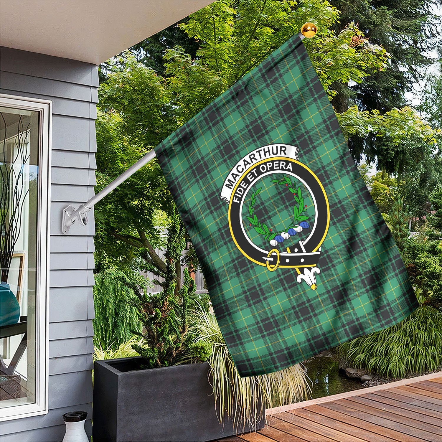 MacArthur Ancient Tartan Crest Garden Flag