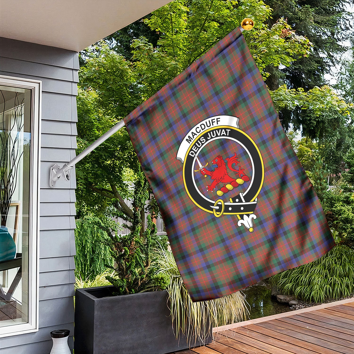 MacDuff Hunting Modern Tartan Crest Garden Flag