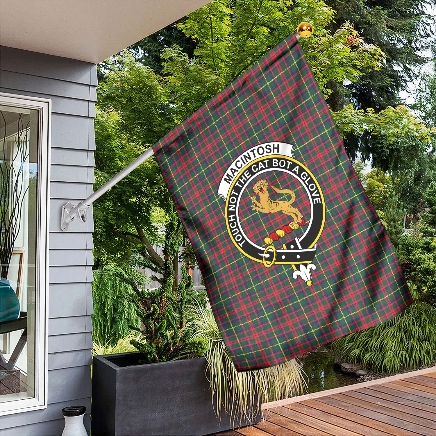MacIntosh Hunting Modern Tartan Crest Garden Flag