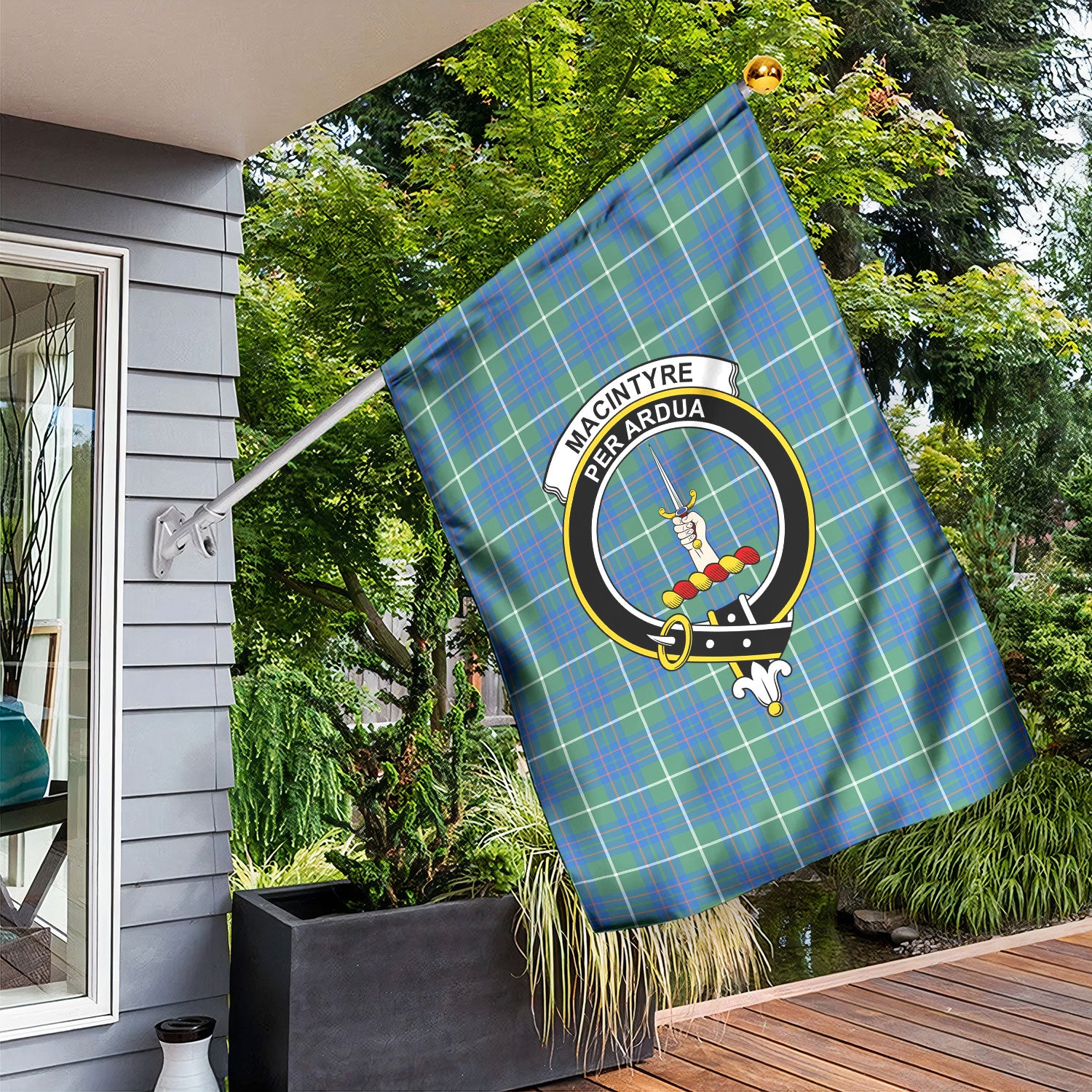 MacIntyre Hunting Ancient Tartan Crest Garden Flag