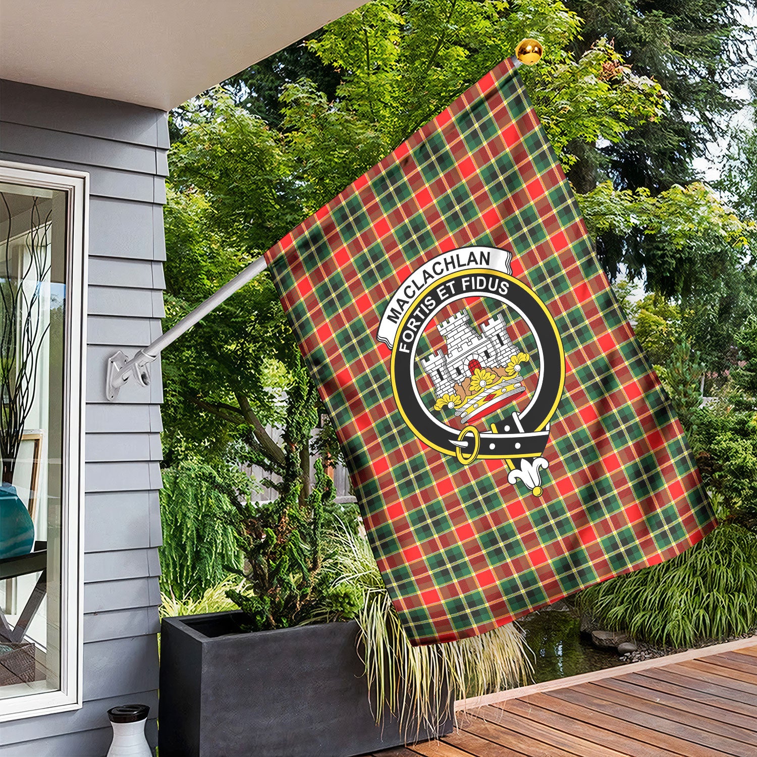 MacLachlan Hunting Modern Tartan Crest Garden Flag