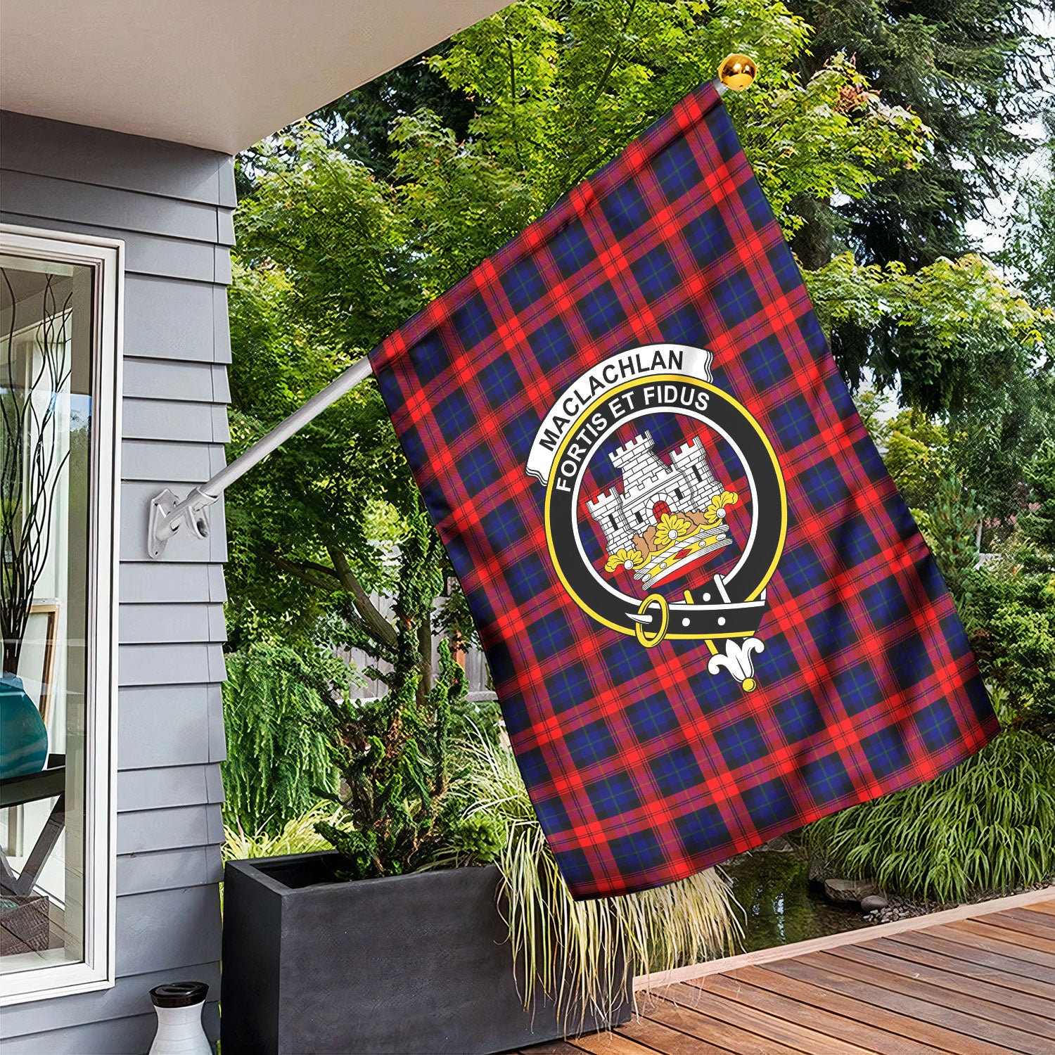 MacLachlan Modern Tartan Crest Garden Flag