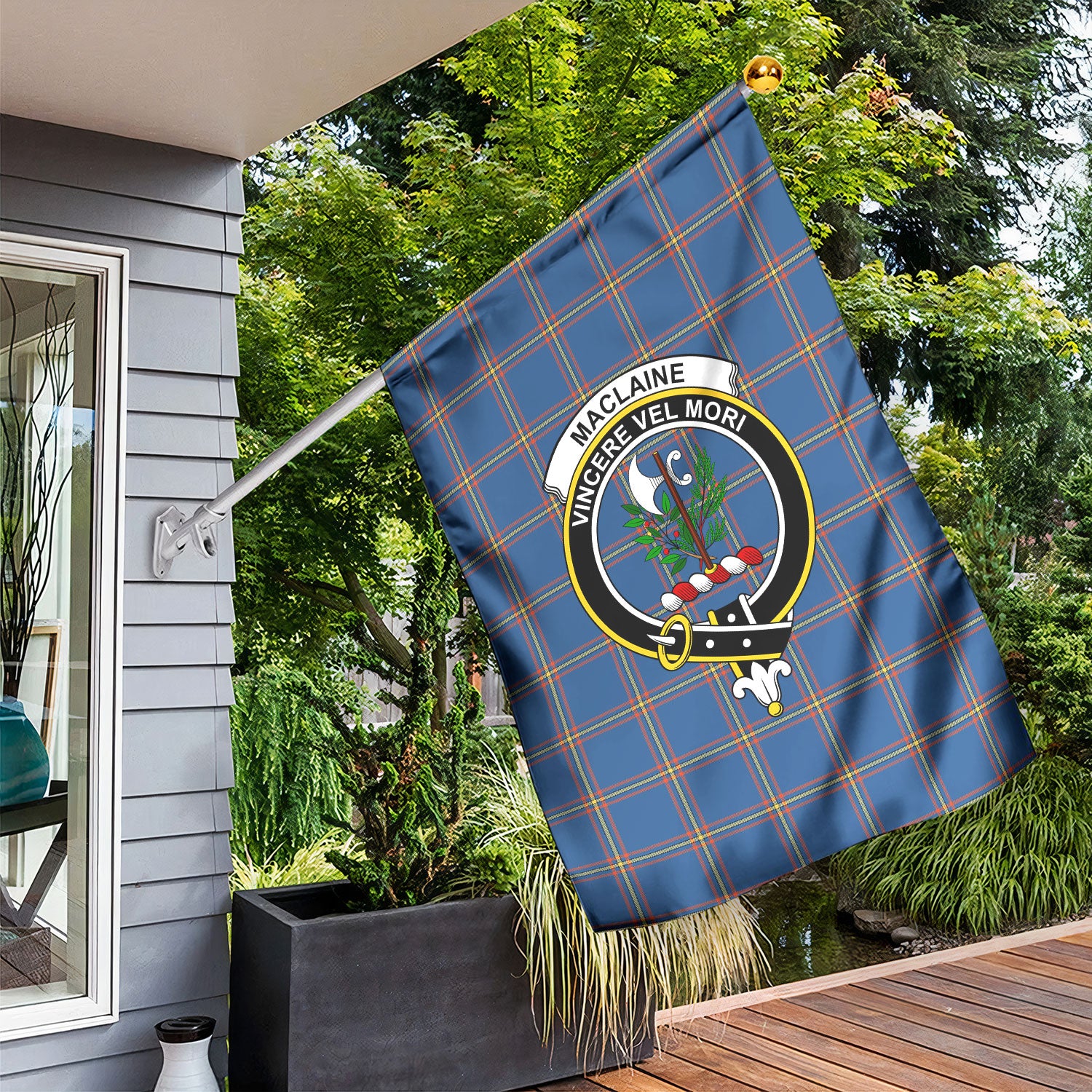 MacLaine of Loch Buie Hunting Ancient Tartan Crest Garden Flag