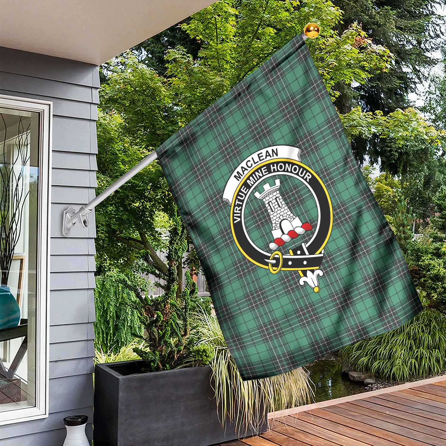 MacLean Hunting Ancient Tartan Crest Garden Flag