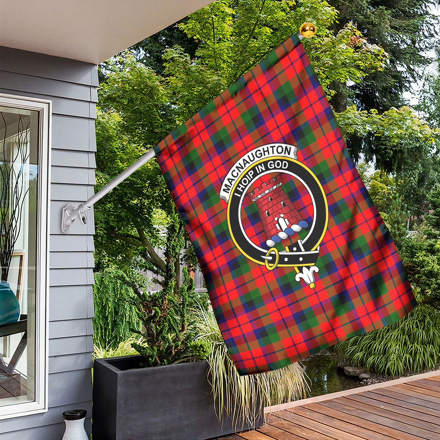 MacNaughton Modern Tartan Crest Garden Flag