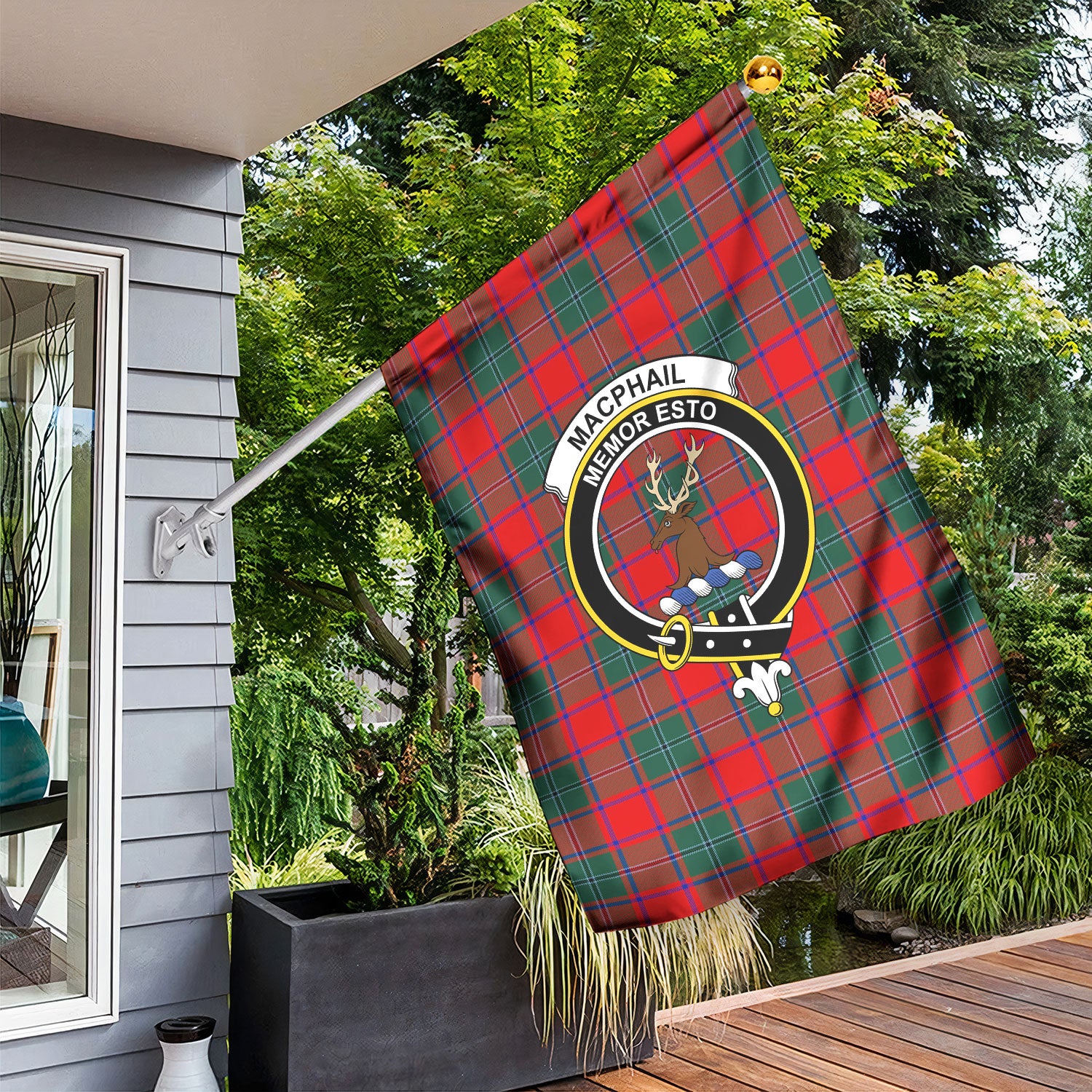 MacPhail Clan Tartan Crest Garden Flag