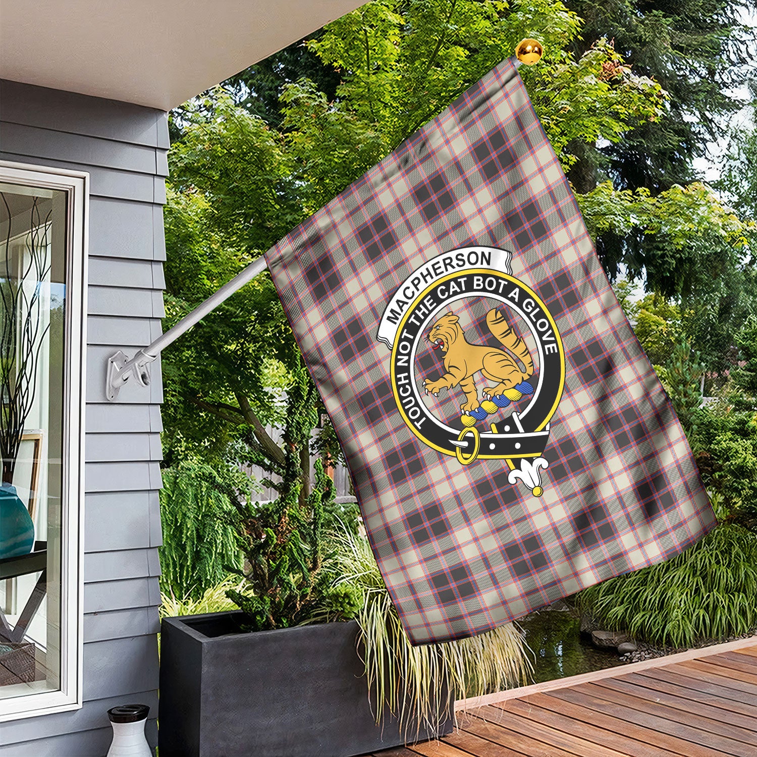MacPherson Hunting Ancient Tartan Crest Garden Flag