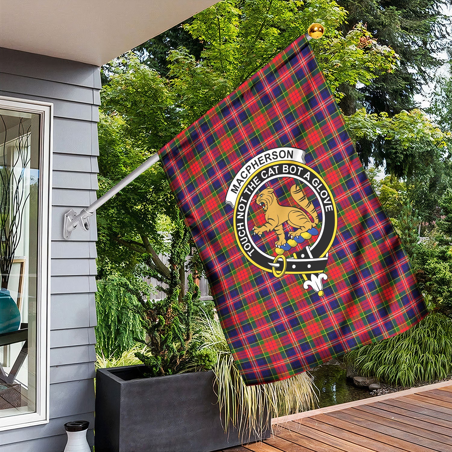 MacPherson Modern Tartan Crest Garden Flag