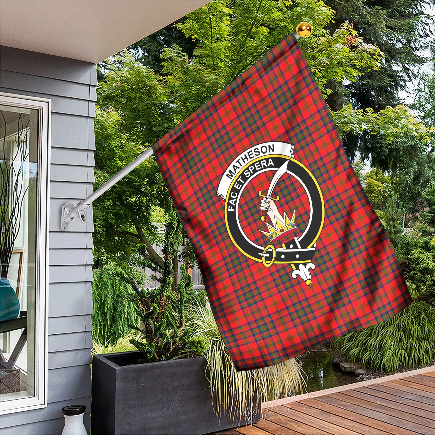 Matheson Modern Tartan Crest Garden Flag