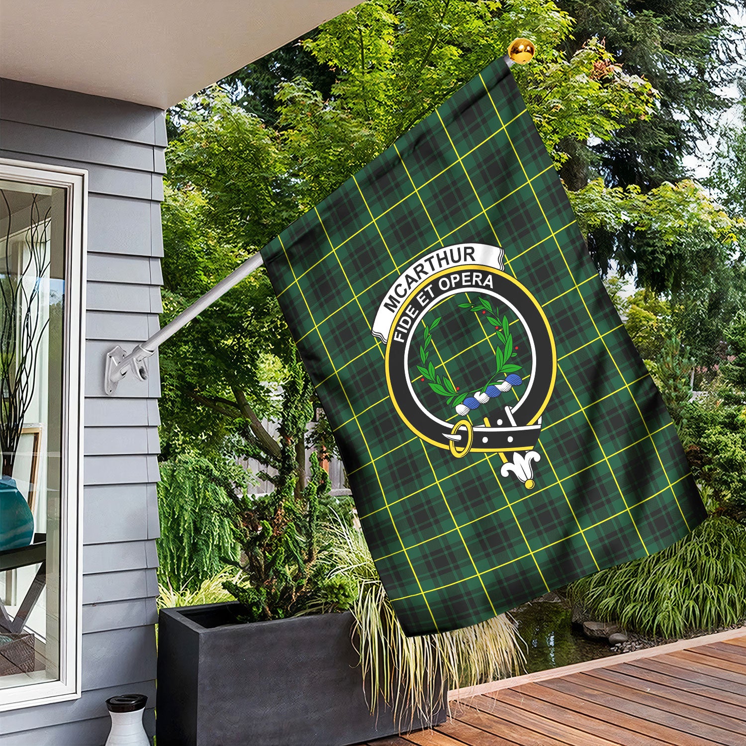 McArthur Modern Tartan Crest Garden Flag