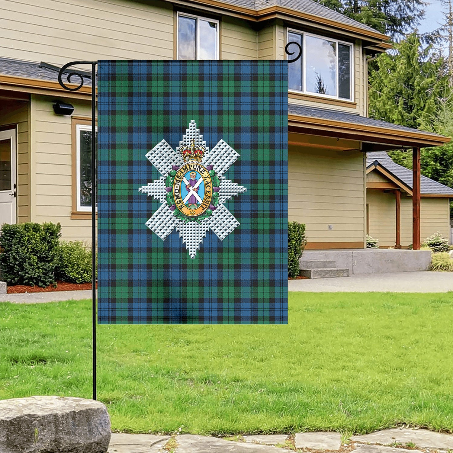 Black Watch Ancient Tartan Crest Garden Flag
