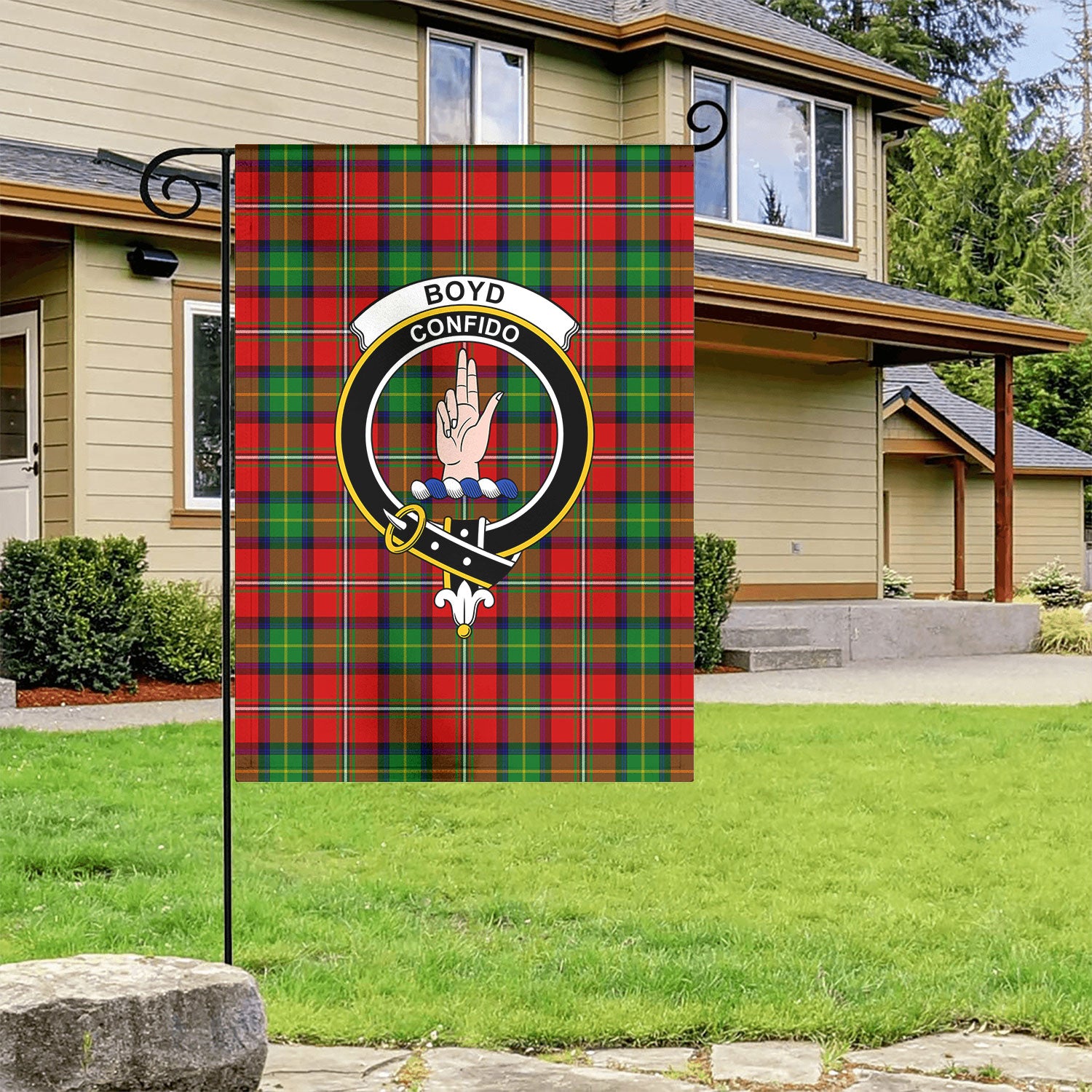 Boyd Modern Tartan Crest Garden Flag