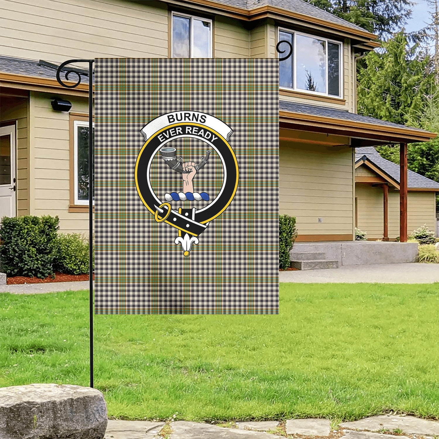 Burns Check Tartan Crest Garden Flag