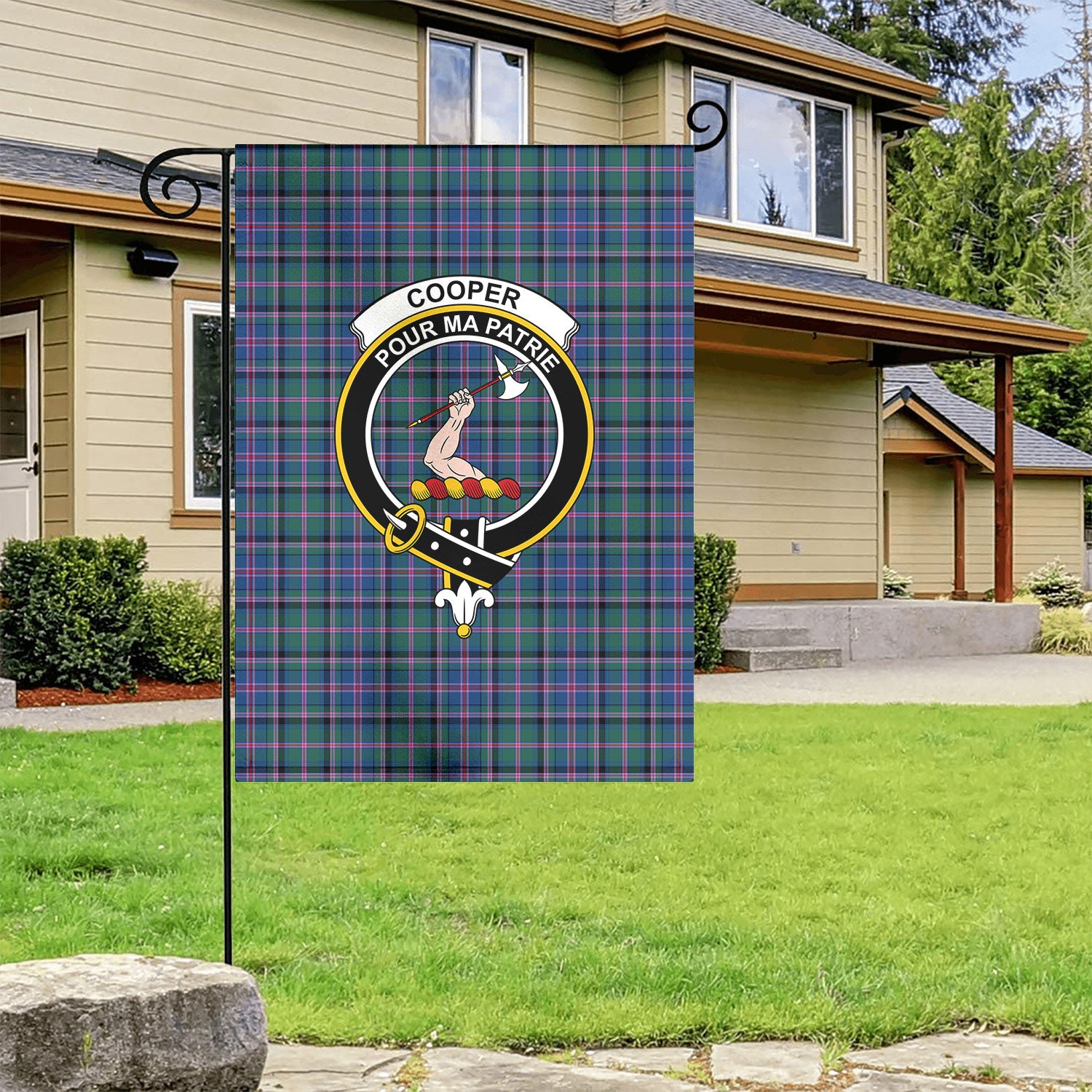 Cooper Ancient Tartan Crest Garden Flag