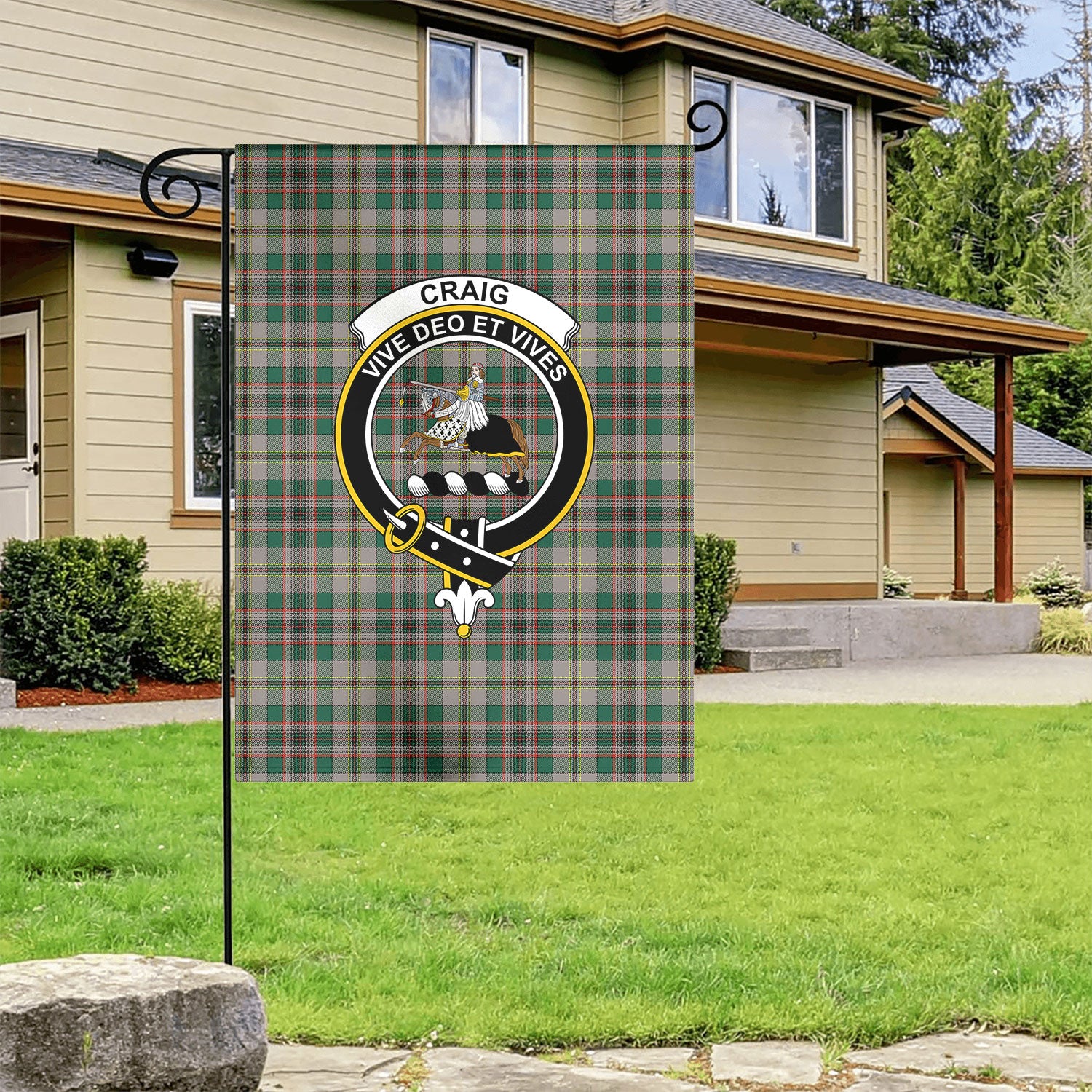 Craig Ancient Tartan Crest Garden Flag