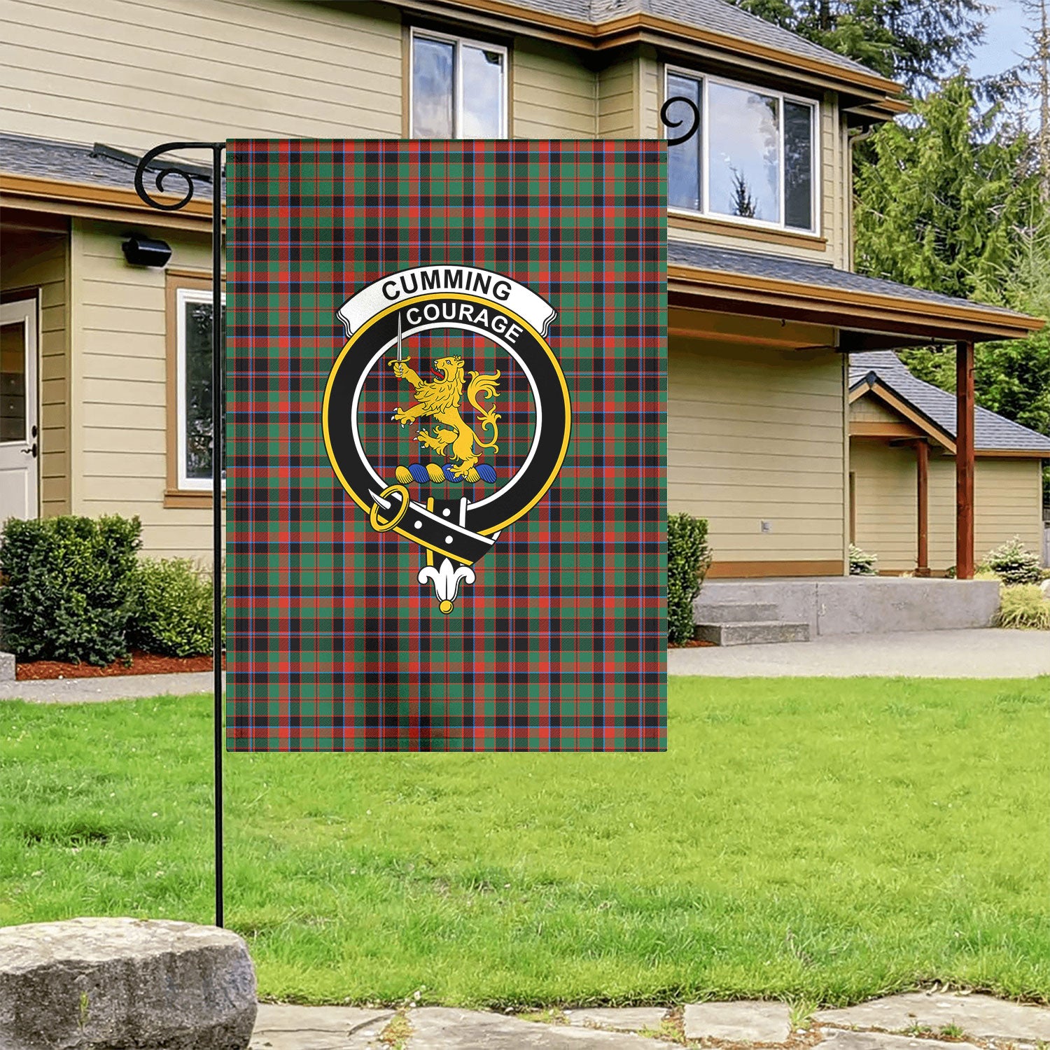 Cumming Hunting Ancient Tartan Crest Garden Flag