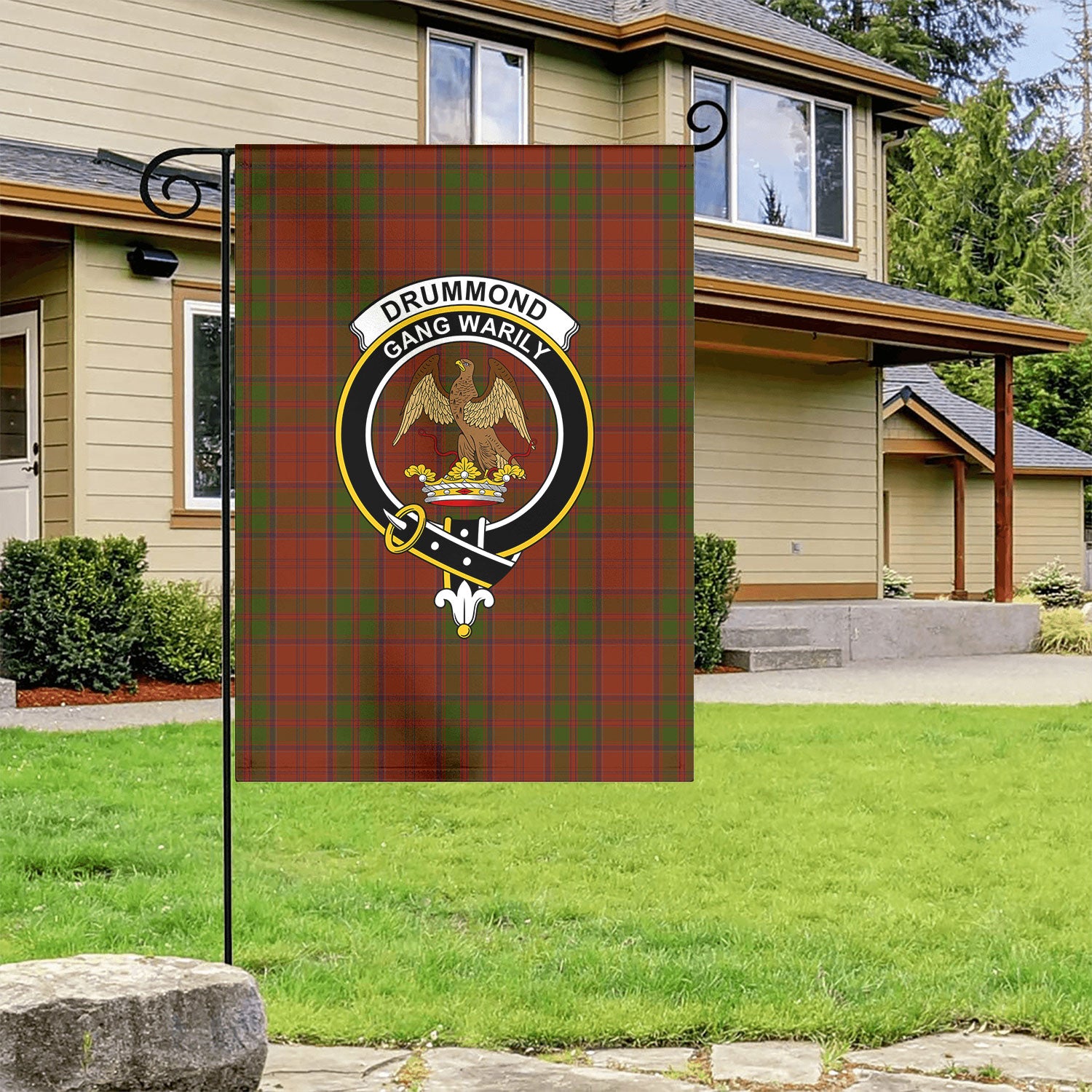 Drummond Clan Tartan Crest Garden Flag