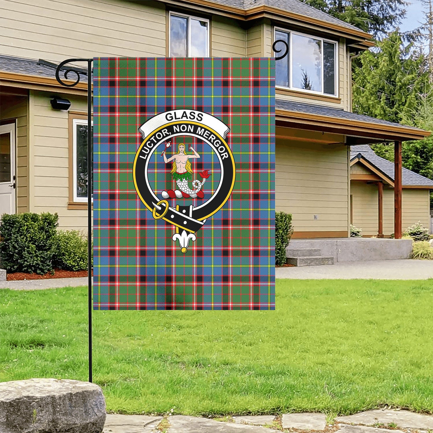 Glass Tartan Crest Garden Flag