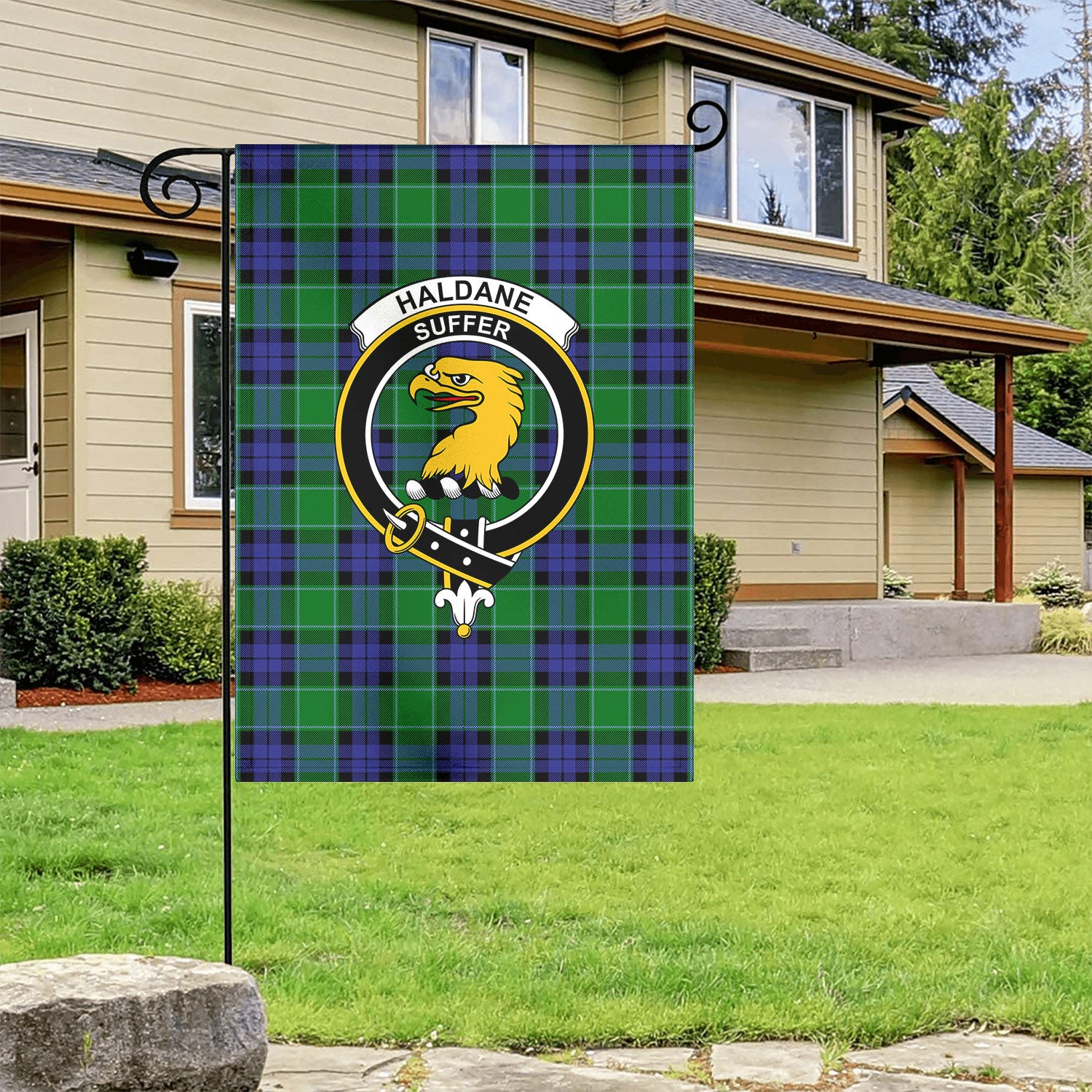 Haldane Tartan Crest Garden Flag