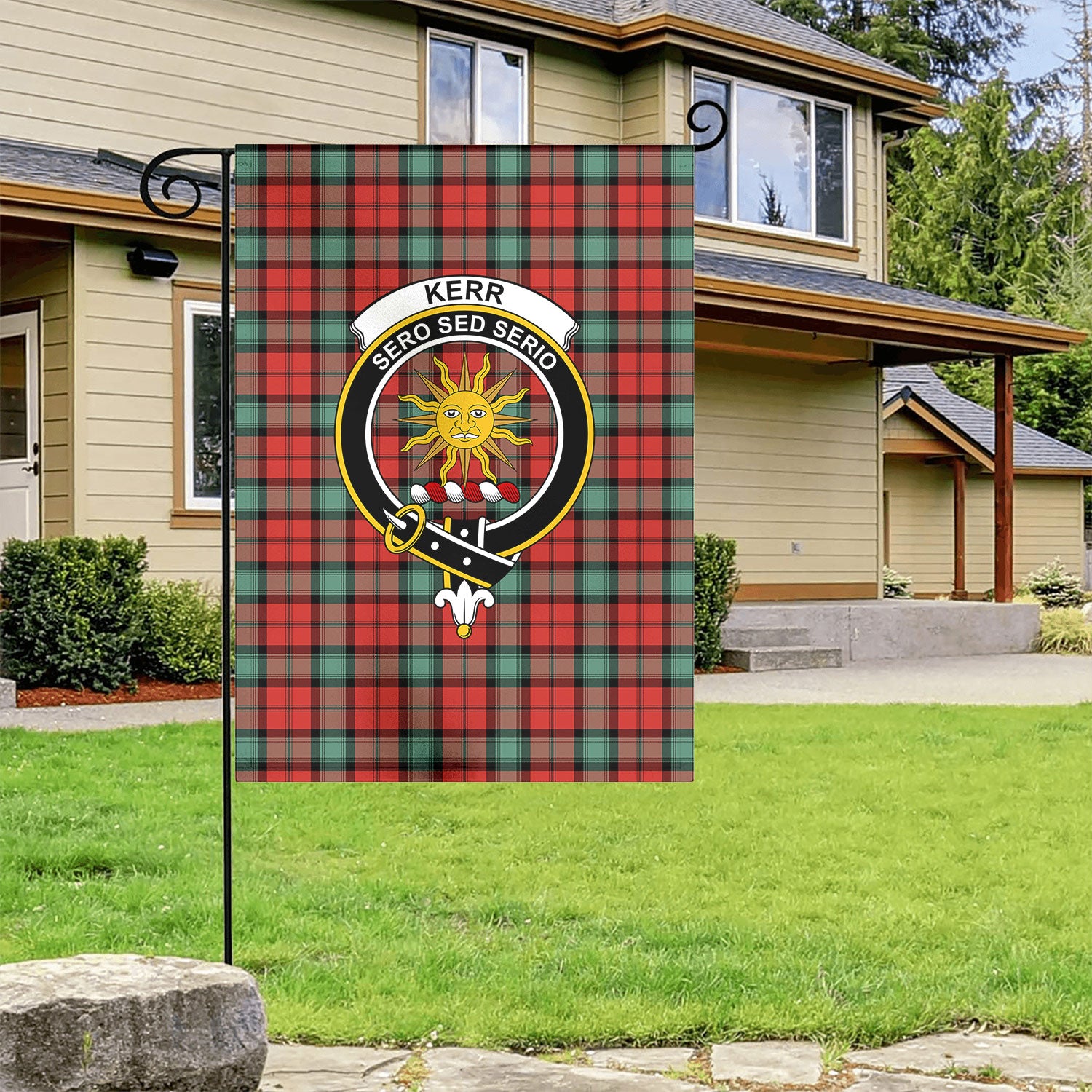Kerr Ancient Tartan Crest Garden Flag