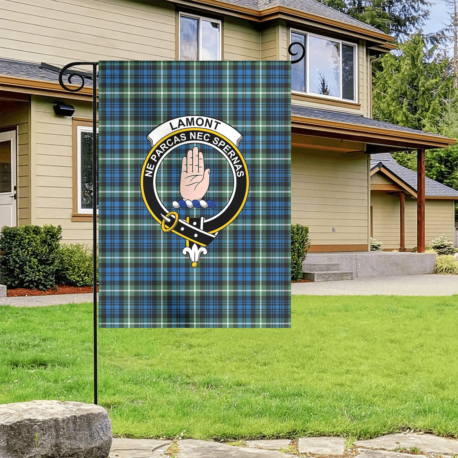 Lamont Ancient Tartan Crest Garden Flag