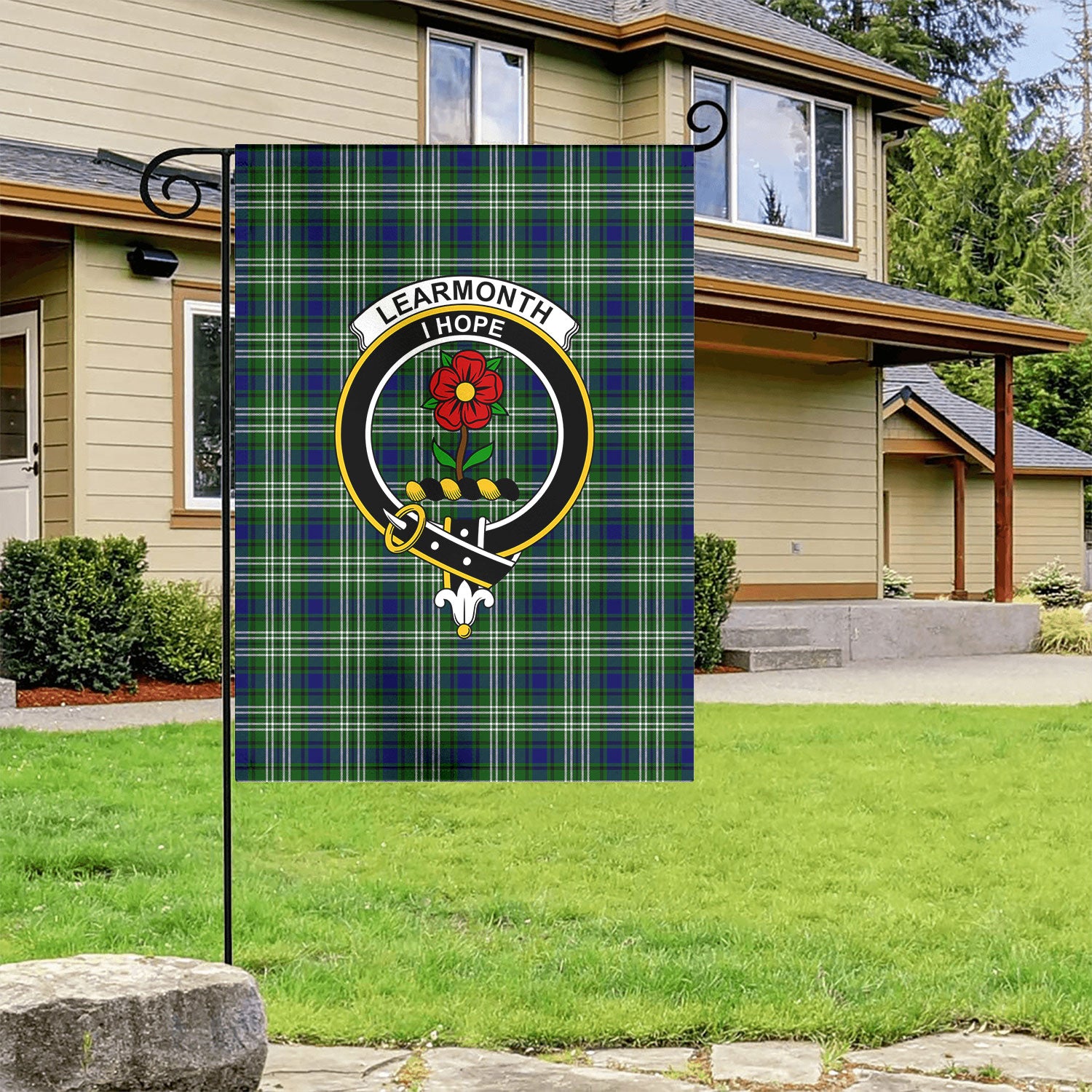 Learmonth Tartan Crest Garden Flag