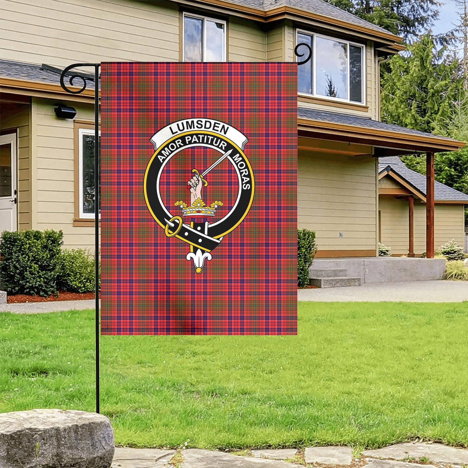 Lumsden Modern Tartan Crest Garden Flag