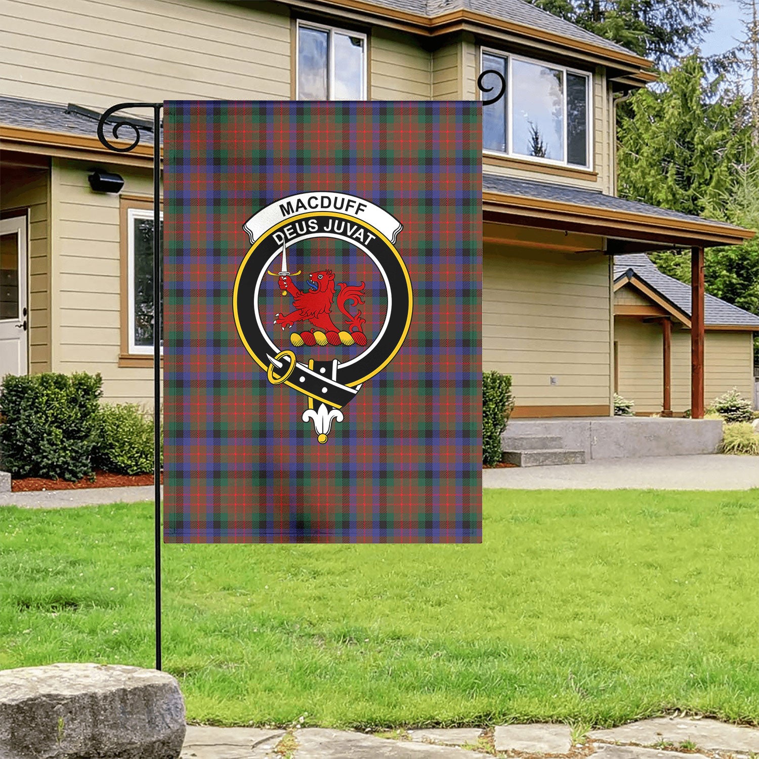 MacDuff Hunting Modern Tartan Crest Garden Flag