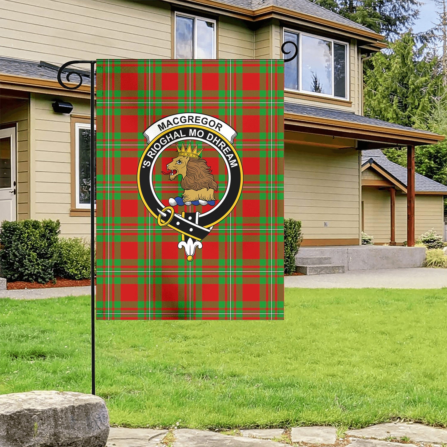 MacGregor Modern Tartan Crest Garden Flag