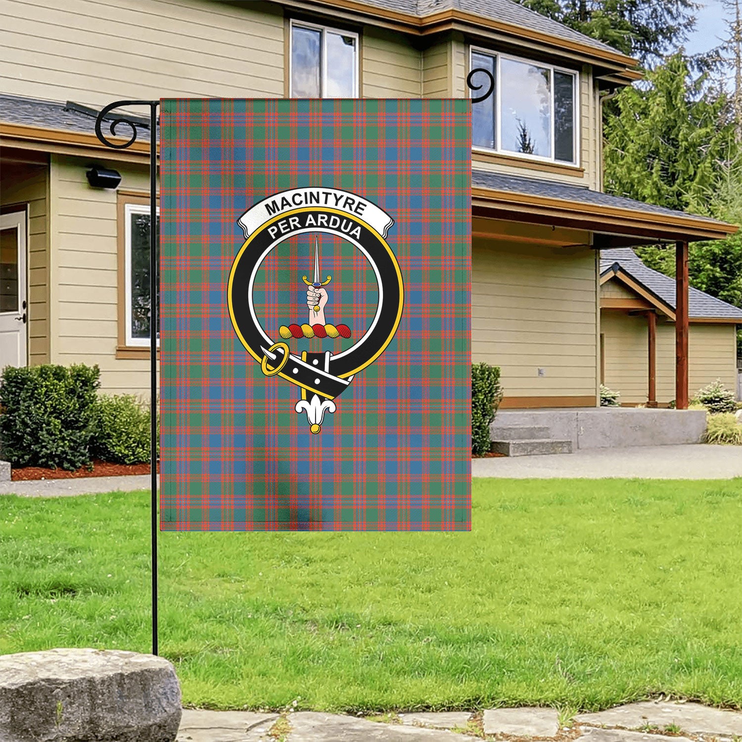 MacIntyre Ancient Tartan Crest Garden Flag