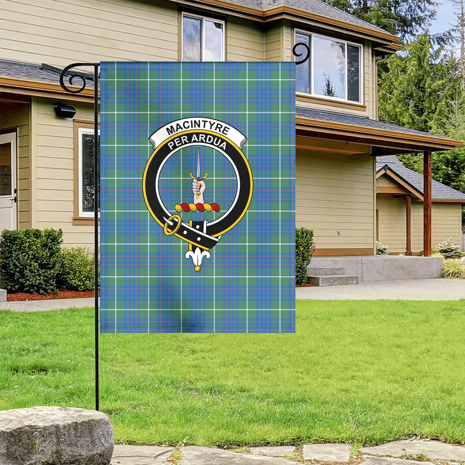 MacIntyre Hunting Ancient Tartan Crest Garden Flag