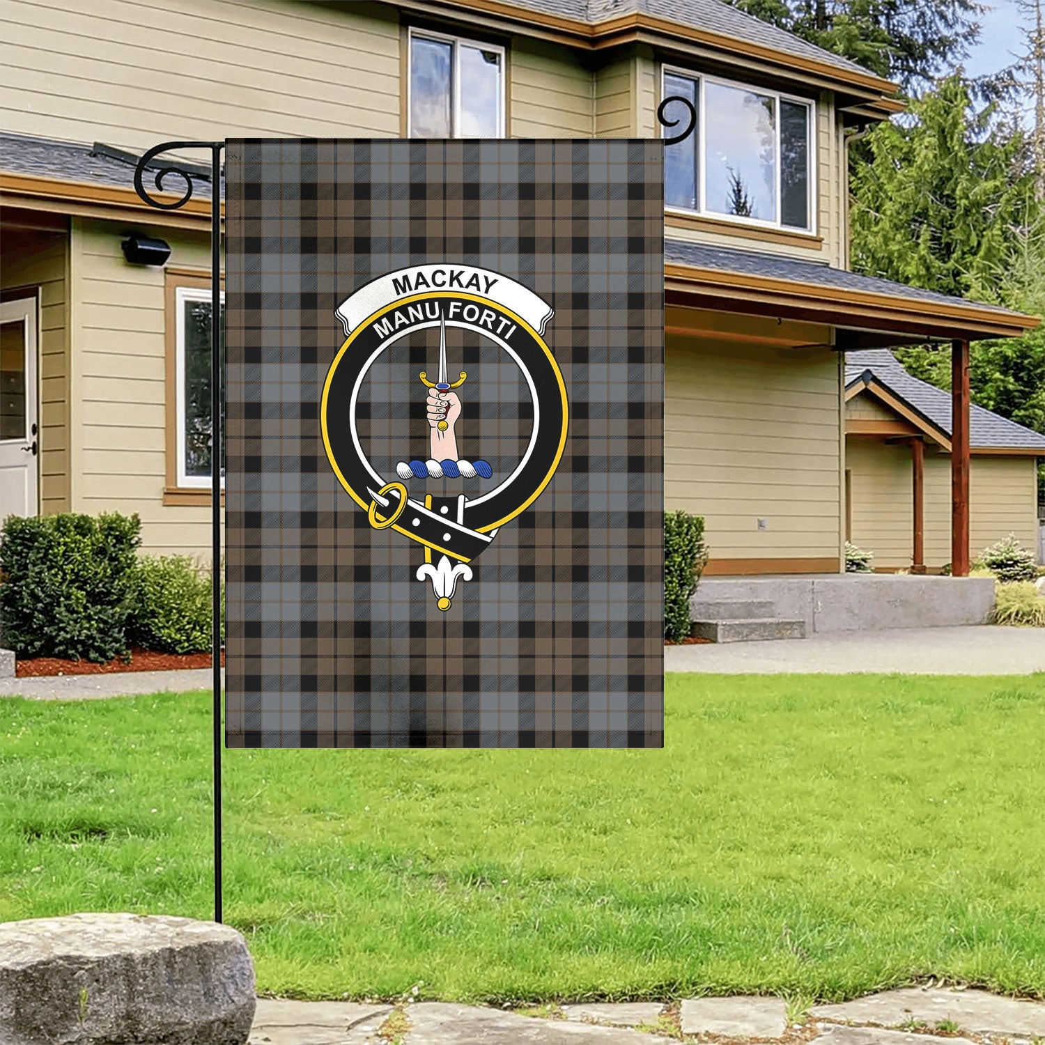 MacKay Weathered Tartan Crest Garden Flag