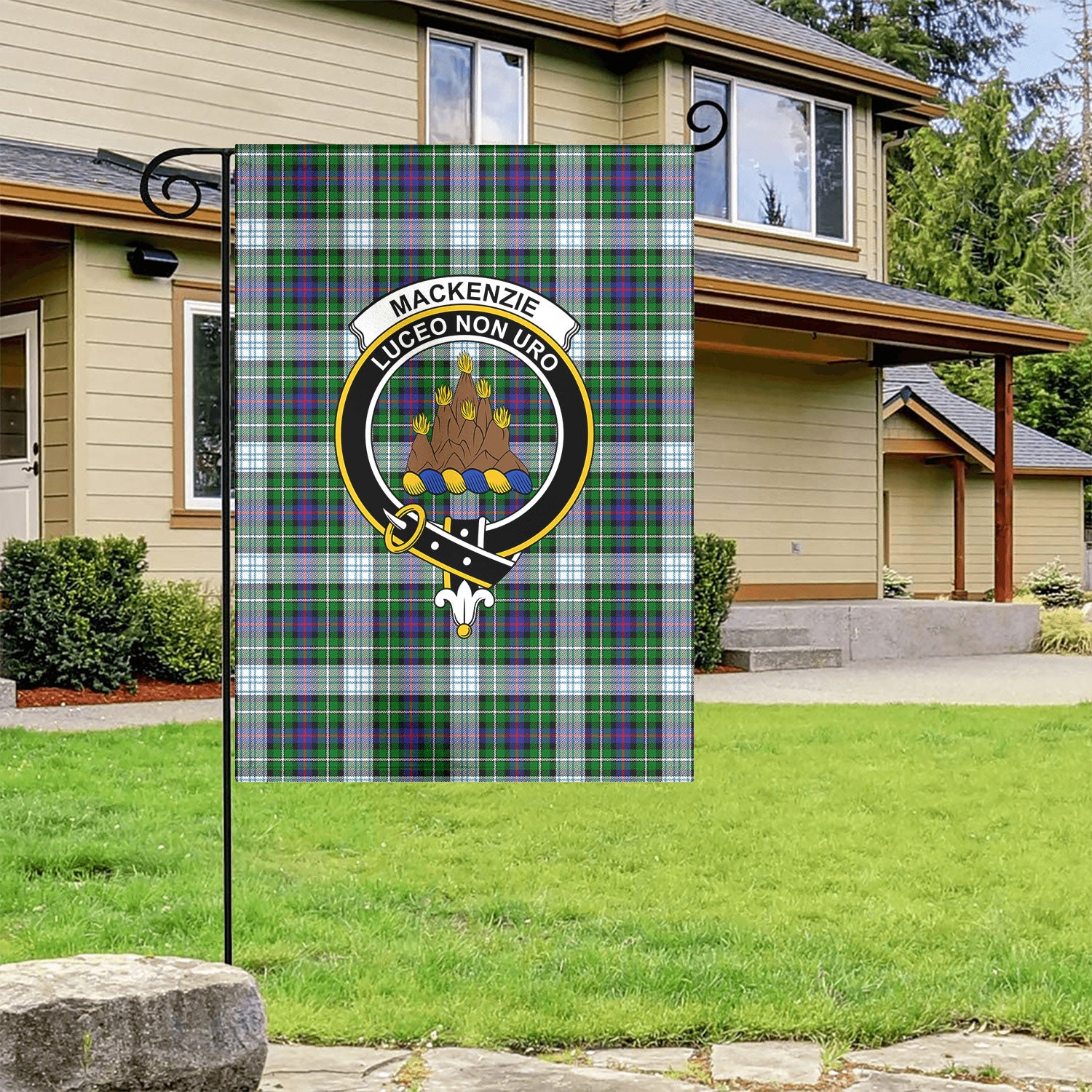 MacKenzie Dress Modern Tartan Crest Garden Flag